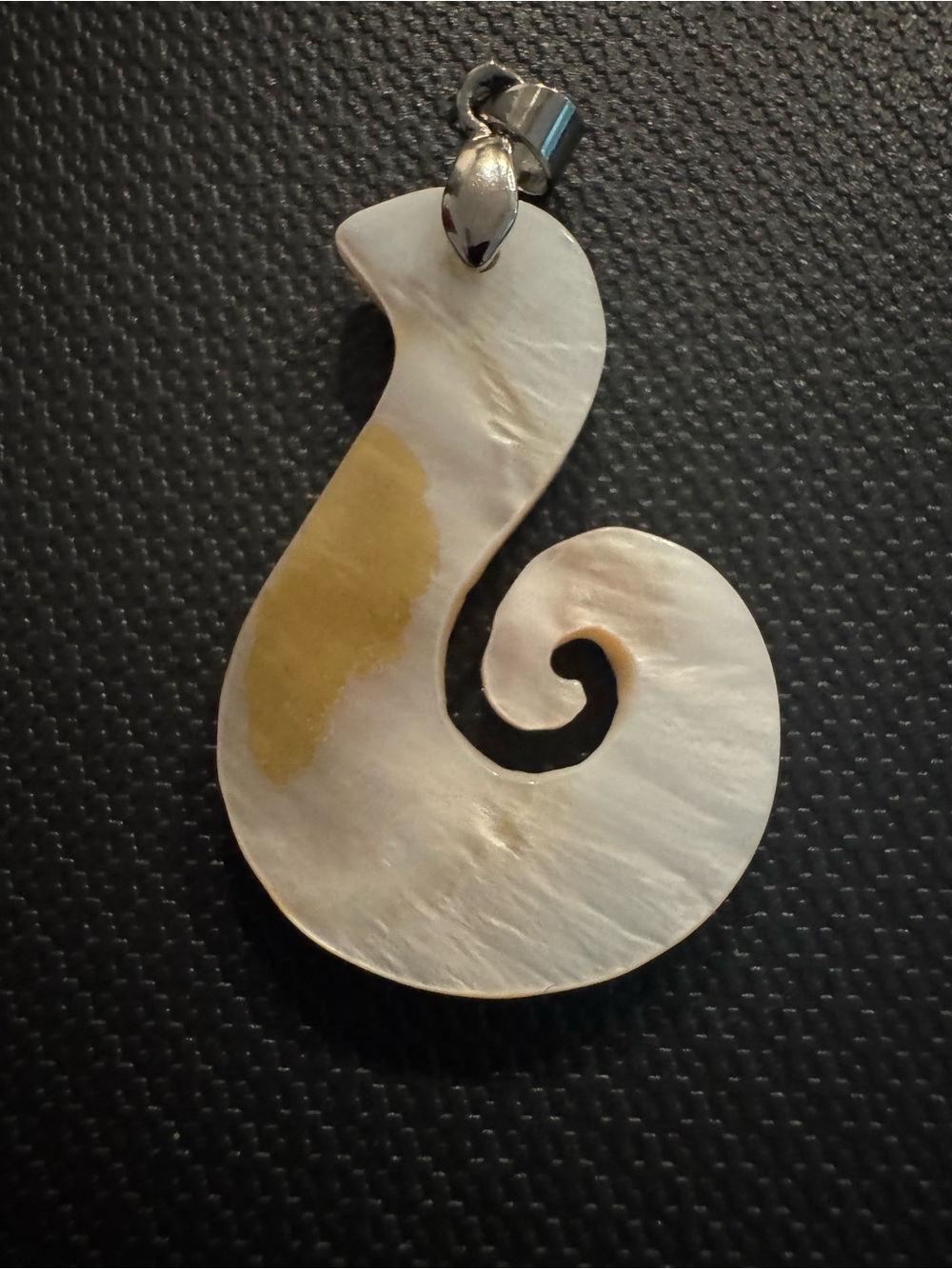 Mother-of-Pearl Swirl Pendant Necklace in a 18k GP bail attachment